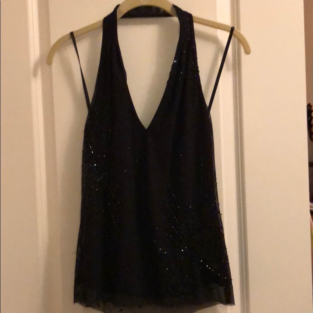 BCBGMaxAzria sequined halter, medium